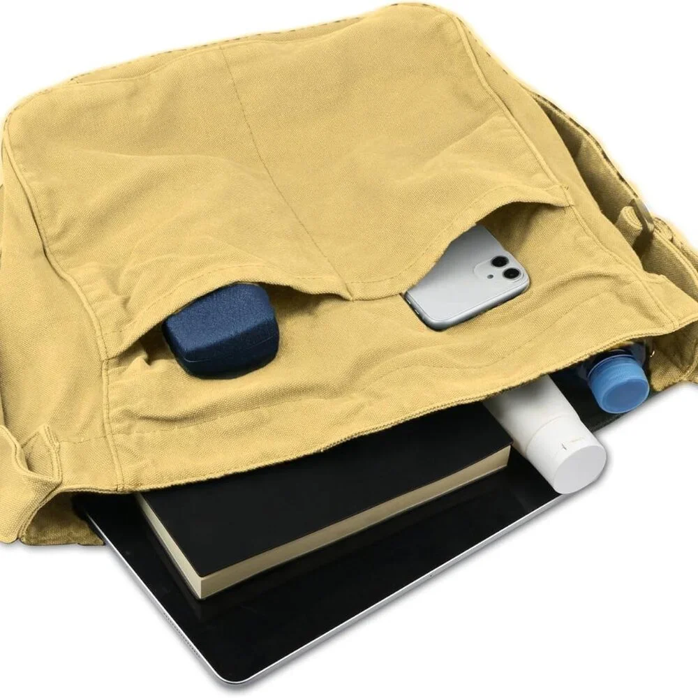 Canvas Hobo Crossbody Shoulder Tote Bag for Women and Men W/Multi-pocket Casual - Picture 4 of 4